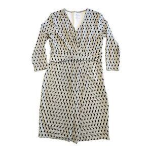 Talbots Faux Wrap Dress Size Small Petites Stretch Lattice Print Side Zip Womens
